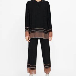 Zara Textured Weave Contrasting Hem Matching Set